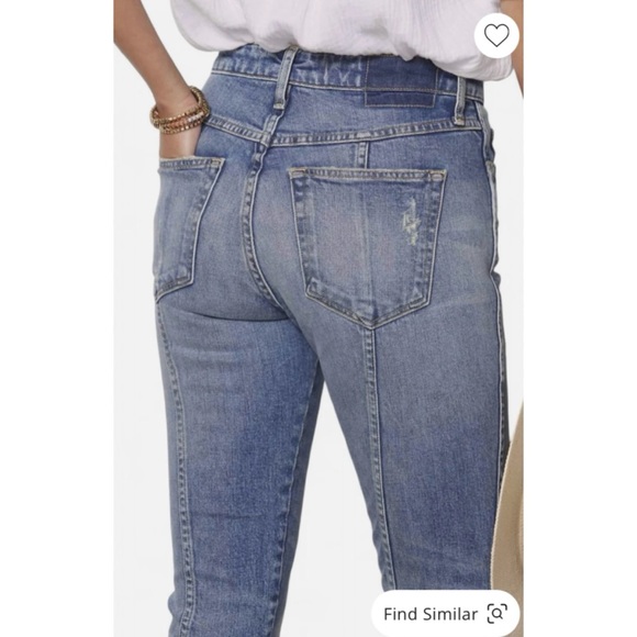 AMO Seamed Chelsea High Rise Slim Fit Long Denim Jeans Deeply, size 25 - Picture 4 of 14